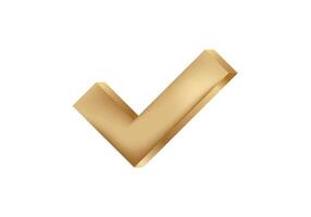 Gold checkmark icon for approval and success vector