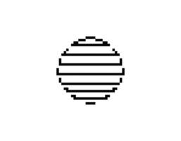 Retro pixel sun circle. geometric design in 80s and 90s style vector