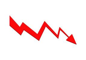Red zigzag arrow pointing downward on white background vector