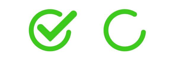 Green check mark and open circle symbols vector