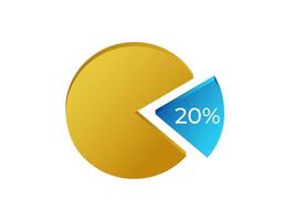 Pie chart showing 20 segment in blue and yellow circle vector