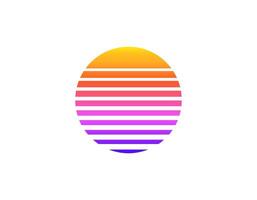 Retro sun circle in bright eighties and nineties style vector