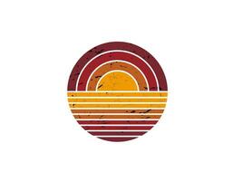 Vintage retro sun design with eighties vibe and geometric circle vector