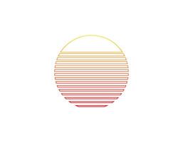 Retro sun circle with geometric lines in eighties style vector
