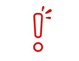 Red exclamation mark icon for attention and alerts vector