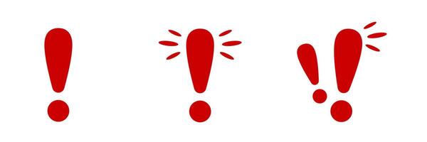 Three red exclamation marks with different designs vector