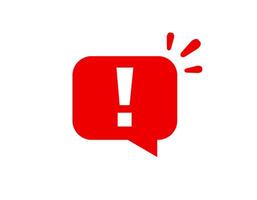 Red alert icon with exclamation mark in speech bubble vector