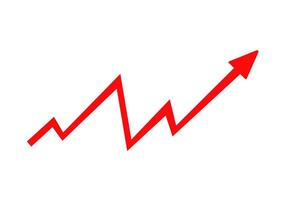 Red zigzag arrow pointing upward showing growth vector