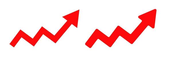 Red zigzag arrows pointing upwards indicating growth vector