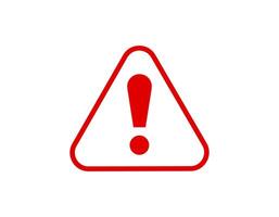 Red exclamation warning sign in triangle frame vector