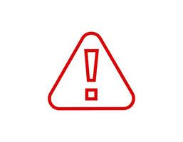 Red triangle sign with exclamation mark for warning or caution vector