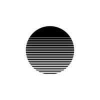 Retro eighties sun with geometric stripes in a circular shape vector