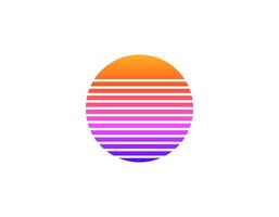 Retro sun with bright geometric design in eighties style vector