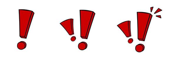 Red exclamation marks in comic style for emphasis and attention vector