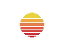 Retro eighties-inspired geometric sun with bright layers vector