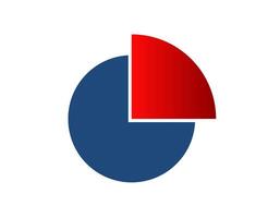 Two-color pie chart with red and blue segments vector