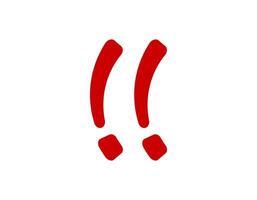 Red quotation marks icon on white background for text emphasis vector