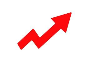 Red arrow pointing upward showing growth and success vector