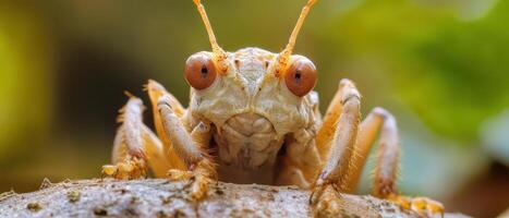 A close up of a grasshopper with big eyes photo