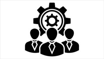 Teamwork and Gear Symbol. Business Strategy, Productivity, Workforce vector