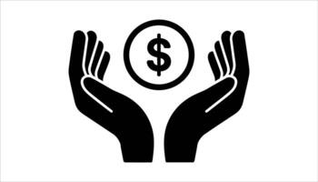 Financial Security and Savings Icon. Dollar Coin in Hands. vector