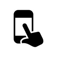 Hand touch screen smartphone icon. Click on the smartphone vector