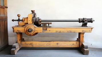 A machine that is sitting on a wooden table photo