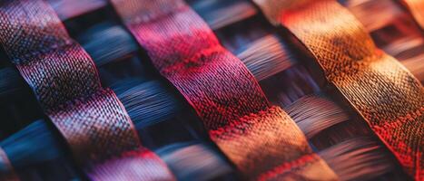 Close up of a woven fabric with different colors photo