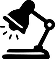 A black and white image of a lamp on a desk vector