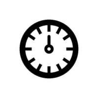 A black and white clock icon on a white background vector