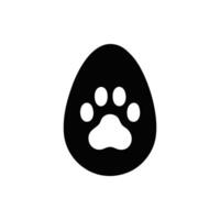 A black and white image of a paw print on an egg vector