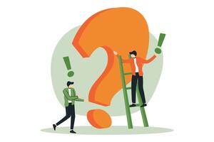 Answering question, question mark conceptual illustration of people communication vector