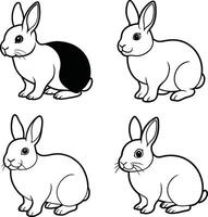 Rabbit Illustration Set Cute Bunny Outline Art Collection vector