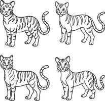 Adorable Cat Outline Set Feline Line Art Collection vector