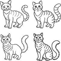 Feline Outline Art Collection Cute Cat Line Drawing Set vector