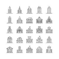 Urban Array Minimalist Grid of Building Icons in Black vector