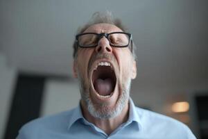 Man expressing frustration in a modern office environment during the day photo