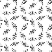 Seamless black and white moth pattern featuring intricate wing details, creating a vintage and elegant look. Ideal for textiles, wallpaper, packaging, and nature-inspired designs. vector