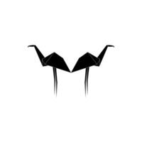Pair Flamingo Shape Inspired by Origami Form, can use for Logo, Pictogram, Endangered Animals Figure, Website, Apps, or Graphic Design Element. Editable vector