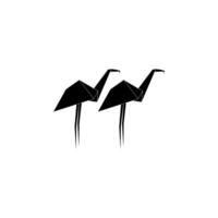 Pair Flamingo Shape Inspired by Origami Form, can use for Logo, Pictogram, Endangered Animals Figure, Website, Apps, or Graphic Design Element. Black White Style vector