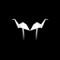 Pair Flamingo Shape Inspired by Origami Form, can use for Logo, Pictogram, Endangered Animals Figure, Website, Apps, or Graphic Design Element. Black White Editable vector