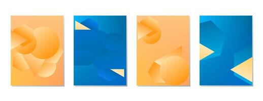 SET ABSTRACT BACKGROUND GRADIENT BLUE ORANGE COLOR SIMPLE DESIGN vector