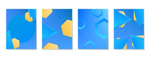 SET GRADIENT LIQUID BLURRED BLUE ORANGE COLOR. SQUARE BACKGORUND WITH GEOMETRIC SHAPES DESIGN vector