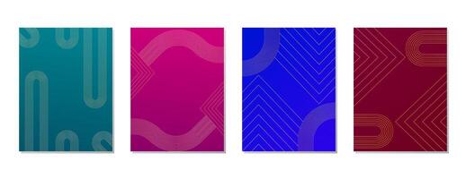 SET ILLUSTRATION ABSTRACT BACKGROUND GRADIENT COLOR WITH LINE ART DESIGN vector