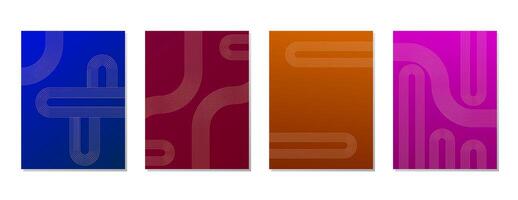 SET ABSTRACT GRADIENT BACKGROUND WITH LINE ART DESIGN vector