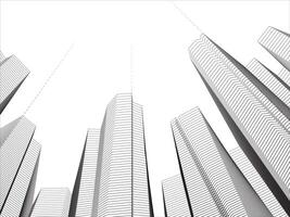 Illustration of a building in continuous line style on a white background. vector