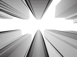 Illustration of high-rise buildings surrounding with continuous lines on white background. vector