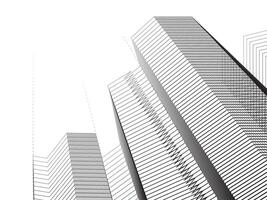 Illustration of a square building with continuous lines on a white background. vector