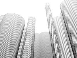 Illustration of a cylindrical high-rise building with continuous lines on a white background. vector