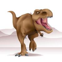 Isolated illustration of a Tyrannosaurus dinosaur on a mountain background. vector